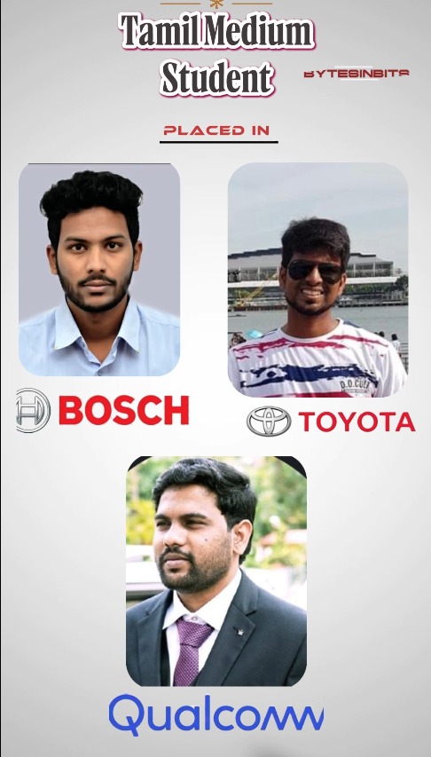 Tamil-medium Bytes in Bits students placed as embedded engineers at Bosch, Toyota and Qualcomm